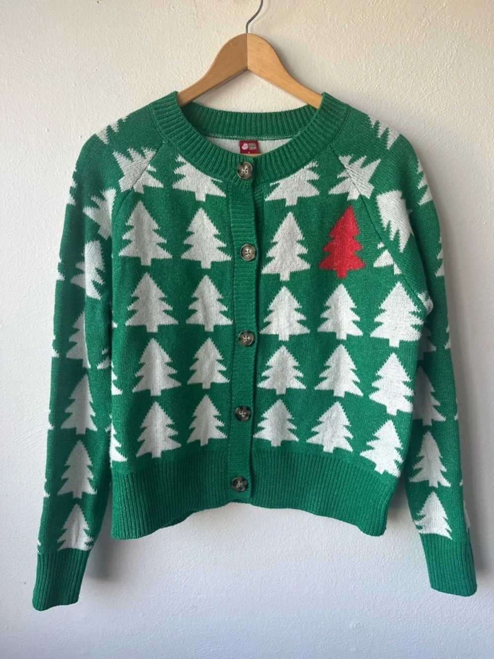Dec. 25th Women's Holiday Knit Christmas Button-Down Cardigan Sweater Small